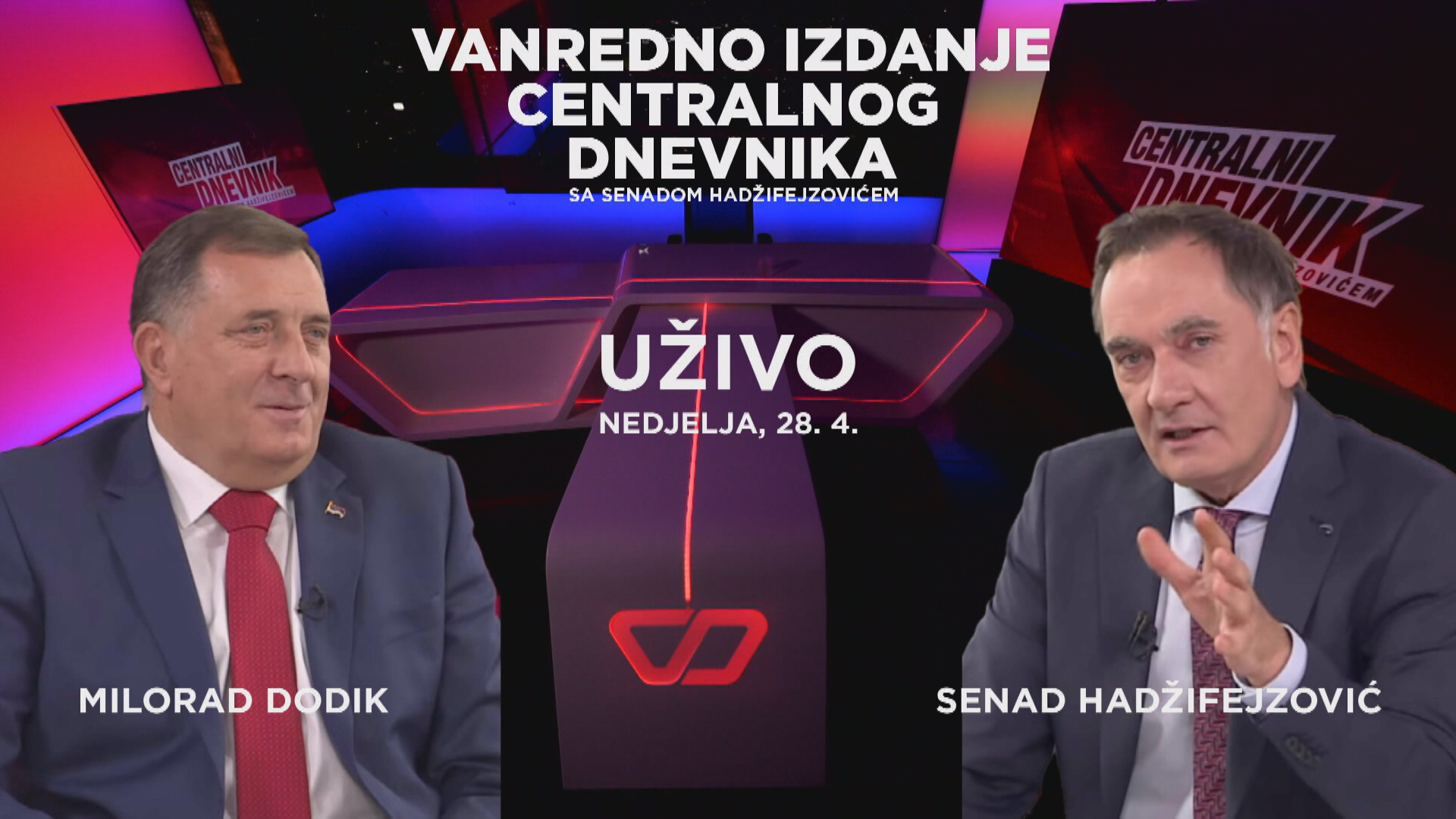 Milorad Dodik i Senad Hadžifejzović – UŽIVO, nedjelja, 18.45 sati!