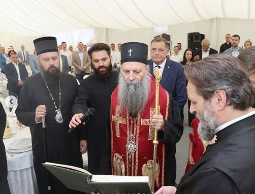 Milorad Dodik ugostio patrijarha Porfirija na svojoj krsnoj slavi