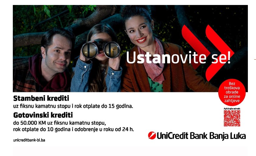 Akcijska ponuda UniCredit gotovinskih i stambenih kredita sa fiksnom kamatnom stopom